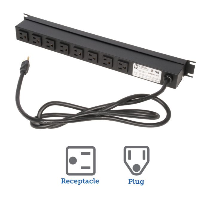 RackSolutions 15A Horizontal Rackmount Power Strip