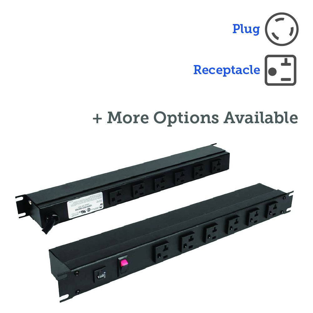 RackSolutions 20A Horizontal Rackmount Power Strip