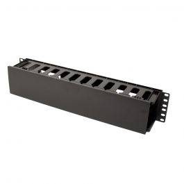 RackSolutions Horizontal 1U Rack Cable Manager Plastic T-Finger Duct With Hinged Cover 