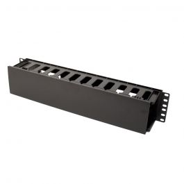 RackSolutions Horizontal 1U Rack Cable Manager Plastic T-Finger Duct With Hinged Cover RackSolutions Horizontal 1U Rack Cable Manager Plastic T-Finger Duct With Hinged Cover