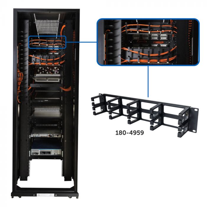 Rack Cable Management 1U Horizontal Rack Mount Cable Manager - Plastic ...