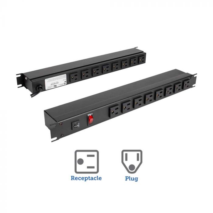 Rackmount Power Board - 19 inch - 1RU - 8 Sockets