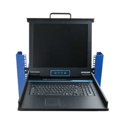 Control everything right from your rack the KVM mounts provide a place to mount your keyboard, monitor and mouse inside of your rack. (desktop image)