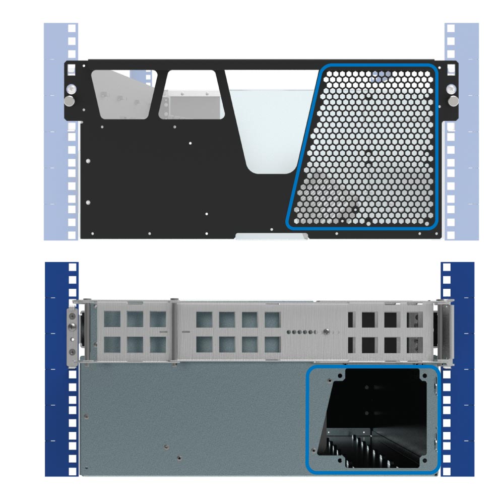 Airflow exhaust ports with optional fan Airflow exhaust ports with optional fan
